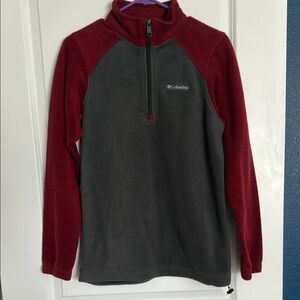 Columbia Men's Red and Gray Sweater